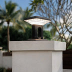 Ridge Modern Gate Pillar Light | Low-Profile Black Aluminum LED Outdoor Post Light, Solar or Hardwired