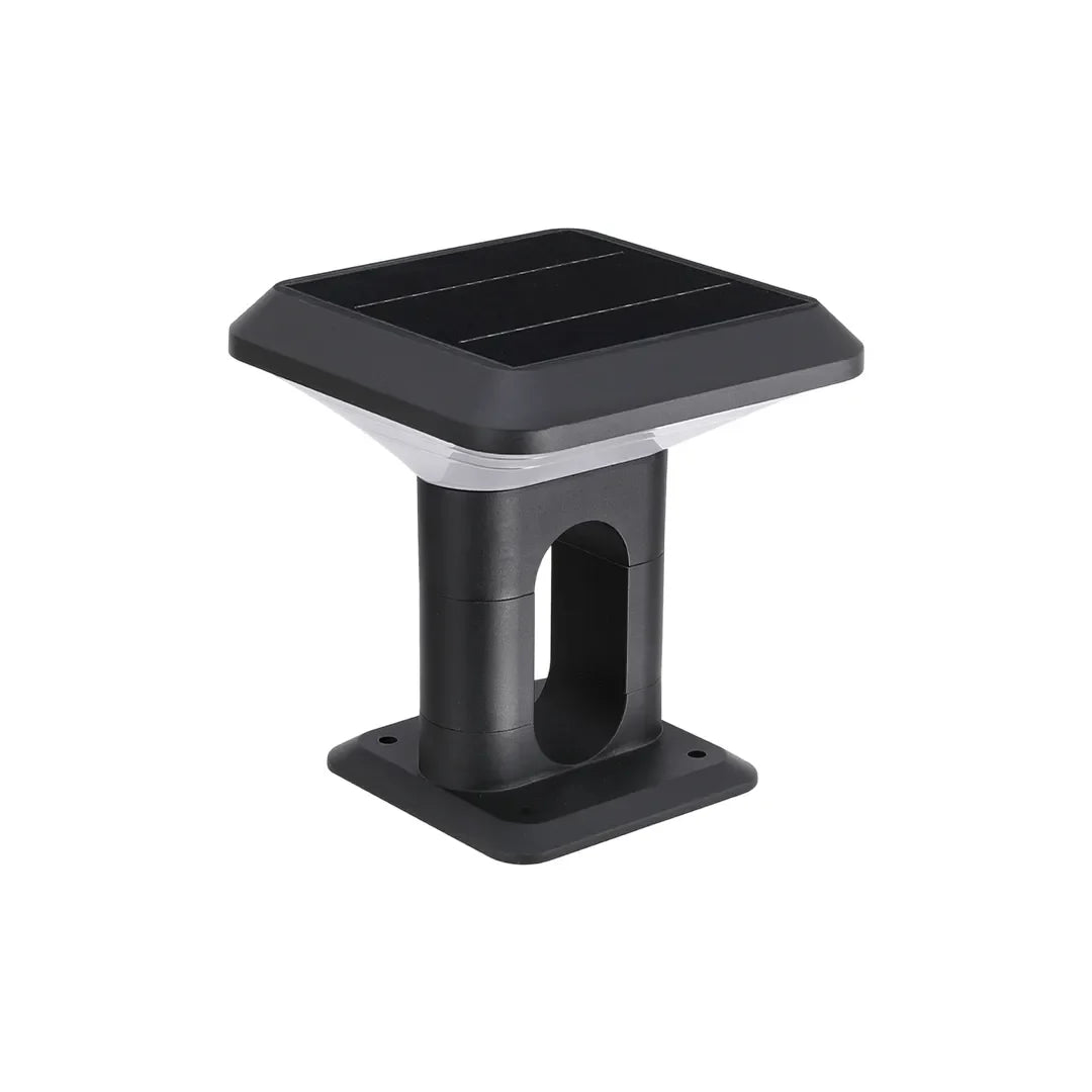 Ridge Modern Gate Pillar Light | Low-Profile Black Aluminum LED Outdoor Post Light, Solar or Hardwired