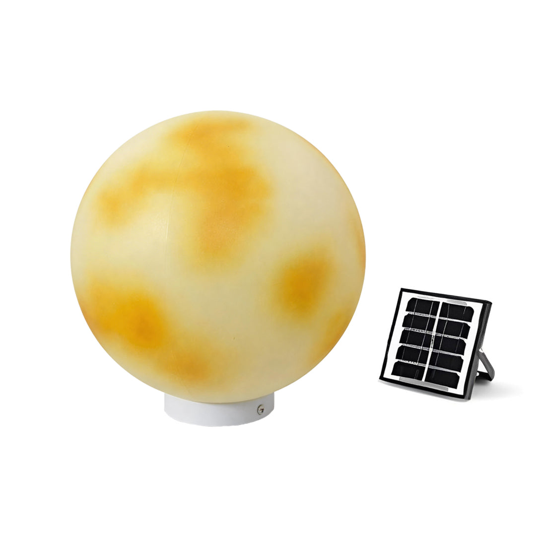 Selene Modern Moon Pillar Light | Round LED Outdoor Gatepost Light, Solar or Hardwired