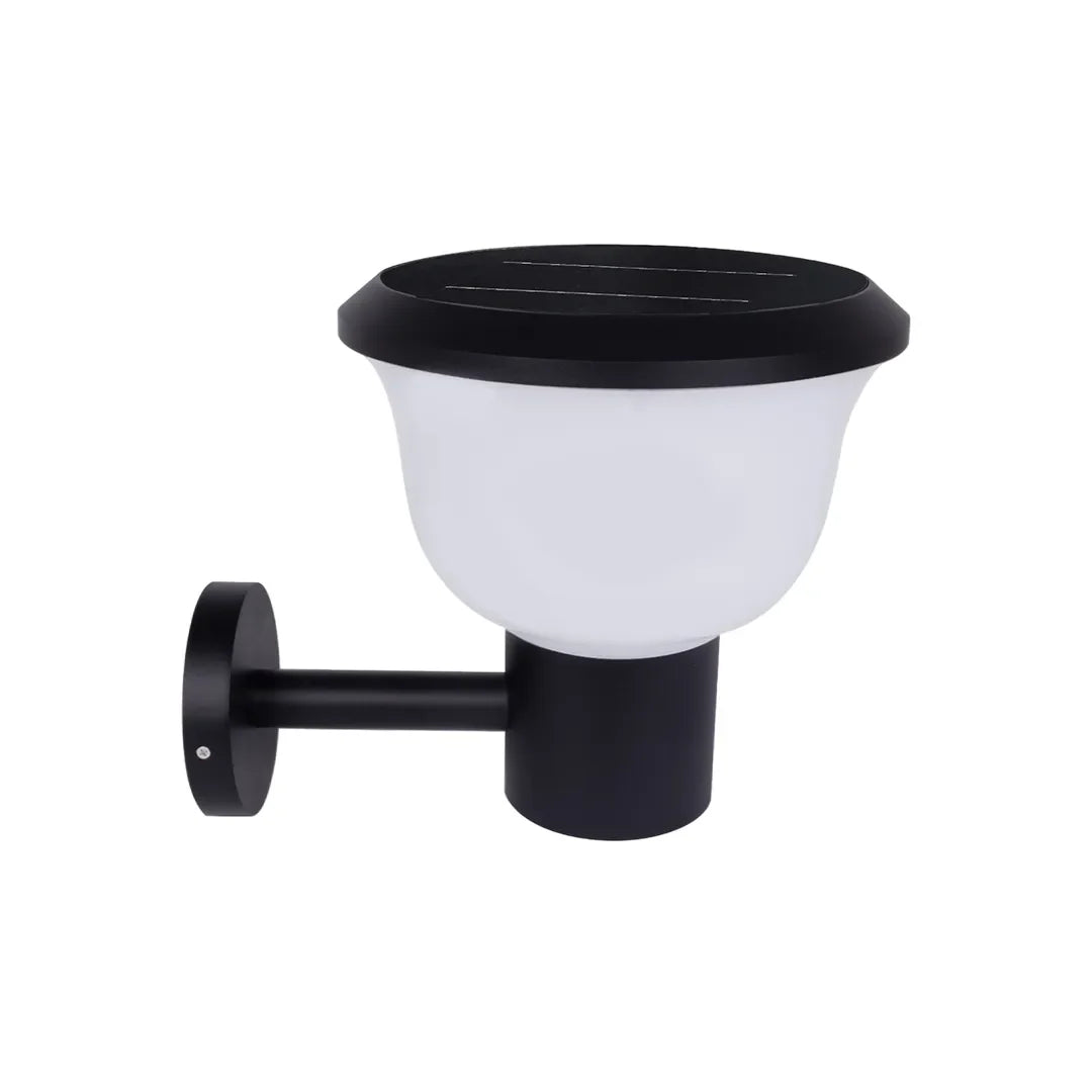 Chalice Modern Outdoor Wall Light | Black Aluminum LED Wall Sconce with Cup Diffuser, Solar or Hardwired