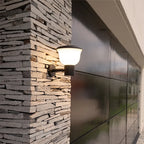 Chalice Modern Outdoor Wall Light | Black Aluminum LED Wall Sconce with Cup Diffuser, Solar or Hardwired