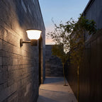 Chalice Modern Outdoor Wall Light | Black Aluminum LED Wall Sconce with Cup Diffuser, Solar or Hardwired
