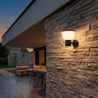 Chalice Modern Outdoor Wall Light | Black Aluminum LED Wall Sconce with Cup Diffuser, Solar or Hardwired