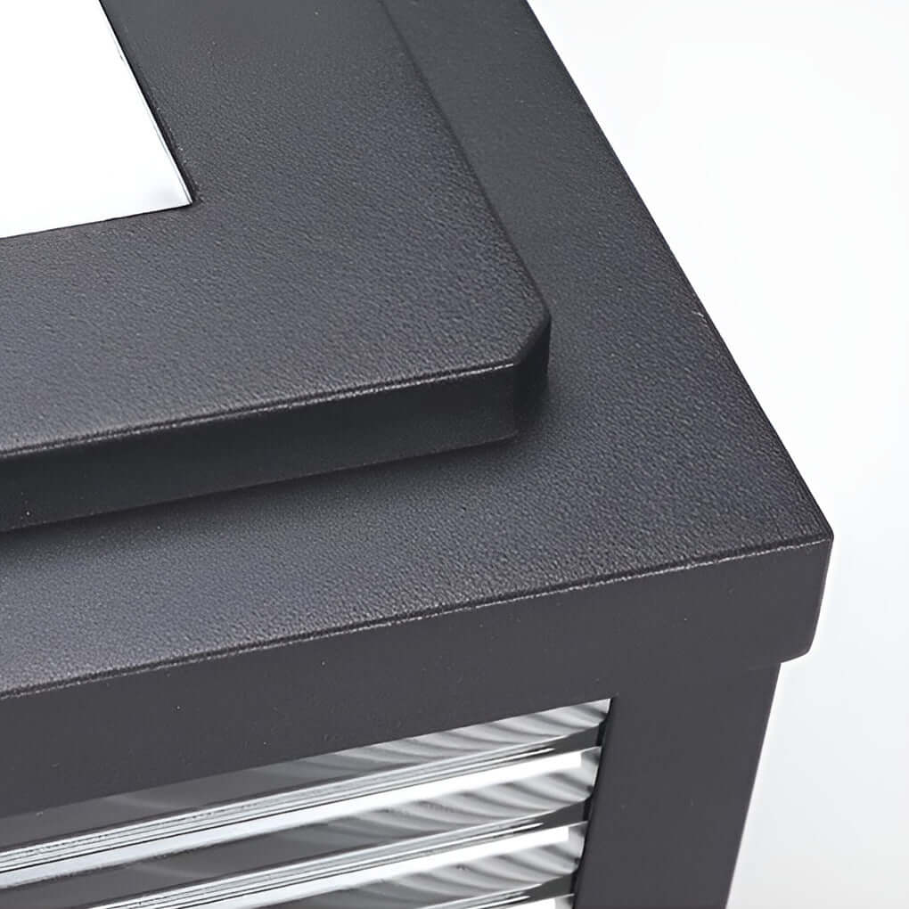 Pharos Modern Solar Pillar Light | Ribbed Glass Outdoor LED Post Light, Solar or Hardwired
