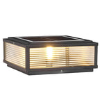 Pharos Modern Solar Pillar Light | Ribbed Glass Outdoor LED Post Light, Solar or Hardwired