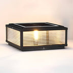 Pharos Modern Solar Pillar Light | Ribbed Glass Outdoor LED Post Light, Solar or Hardwired