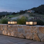 Pharos Modern Solar Pillar Light | Ribbed Glass Outdoor LED Post Light, Solar or Hardwired