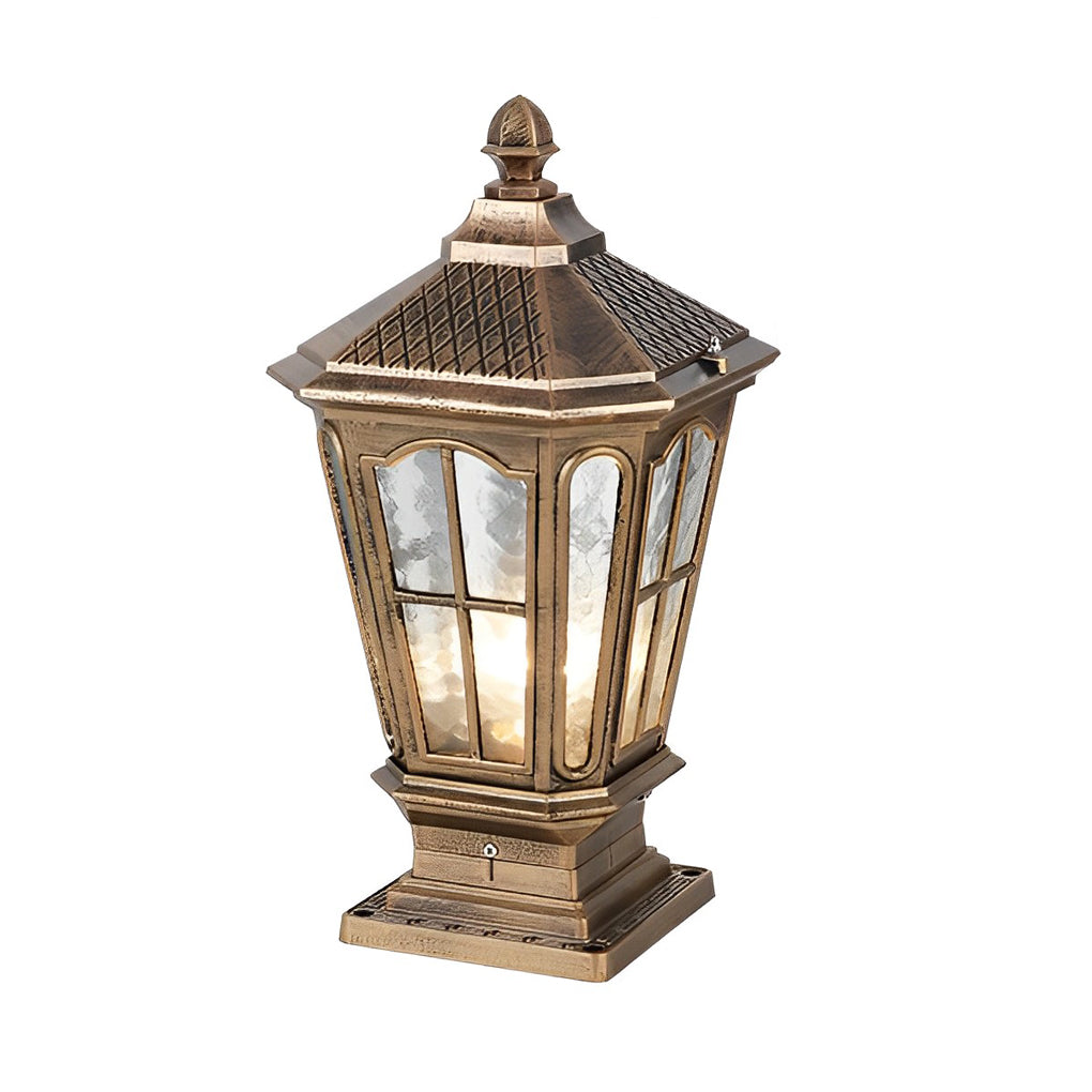 Pagoda Solar Outdoor Pillar Light | Retro Pavilion-Style Die-Cast Aluminum Fence Post Light, Black or Bronze