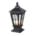 Pagoda Solar Outdoor Pillar Light | Retro Pavilion-Style Die-Cast Aluminum Fence Post Light, Black or Bronze