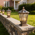 Pagoda Solar Outdoor Pillar Light | Retro Pavilion-Style Die-Cast Aluminum Fence Post Light, Black or Bronze