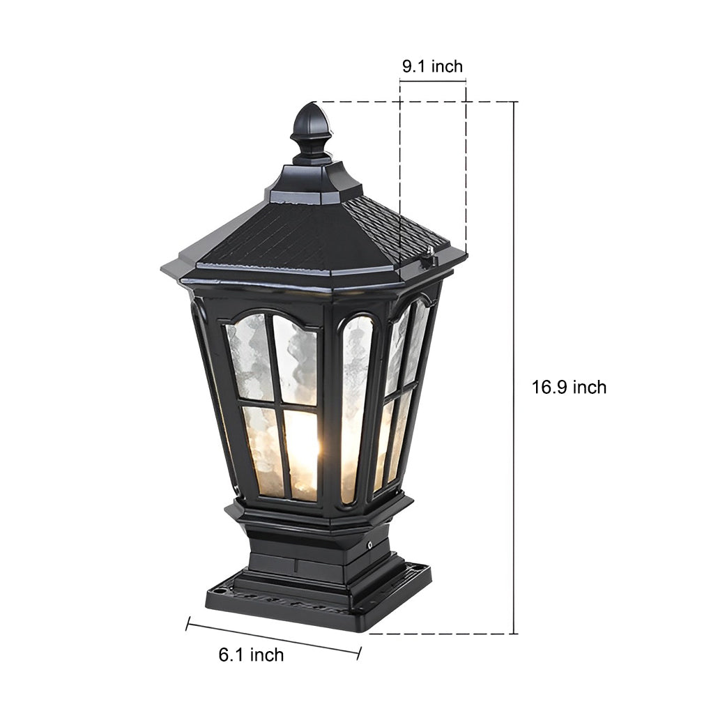 Pagoda Solar Outdoor Pillar Light | Retro Pavilion-Style Die-Cast Aluminum Fence Post Light, Black or Bronze
