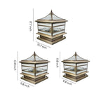 Halcyon Vintage Copper Solar Pillar Light | Retro Glass Lantern Outdoor Fence Post Light