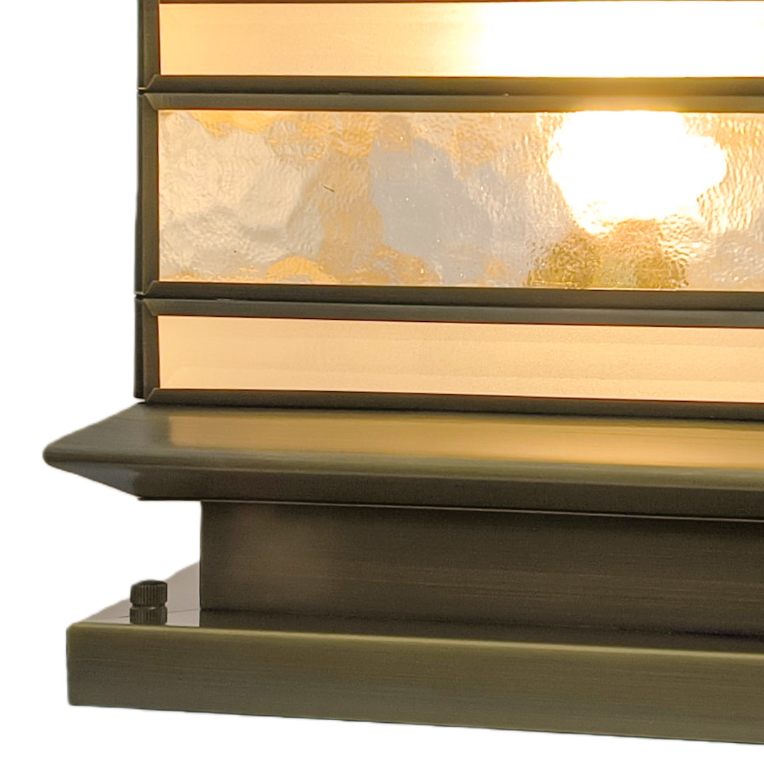 Halcyon Vintage Copper Solar Pillar Light | Retro Glass Lantern Outdoor Fence Post Light