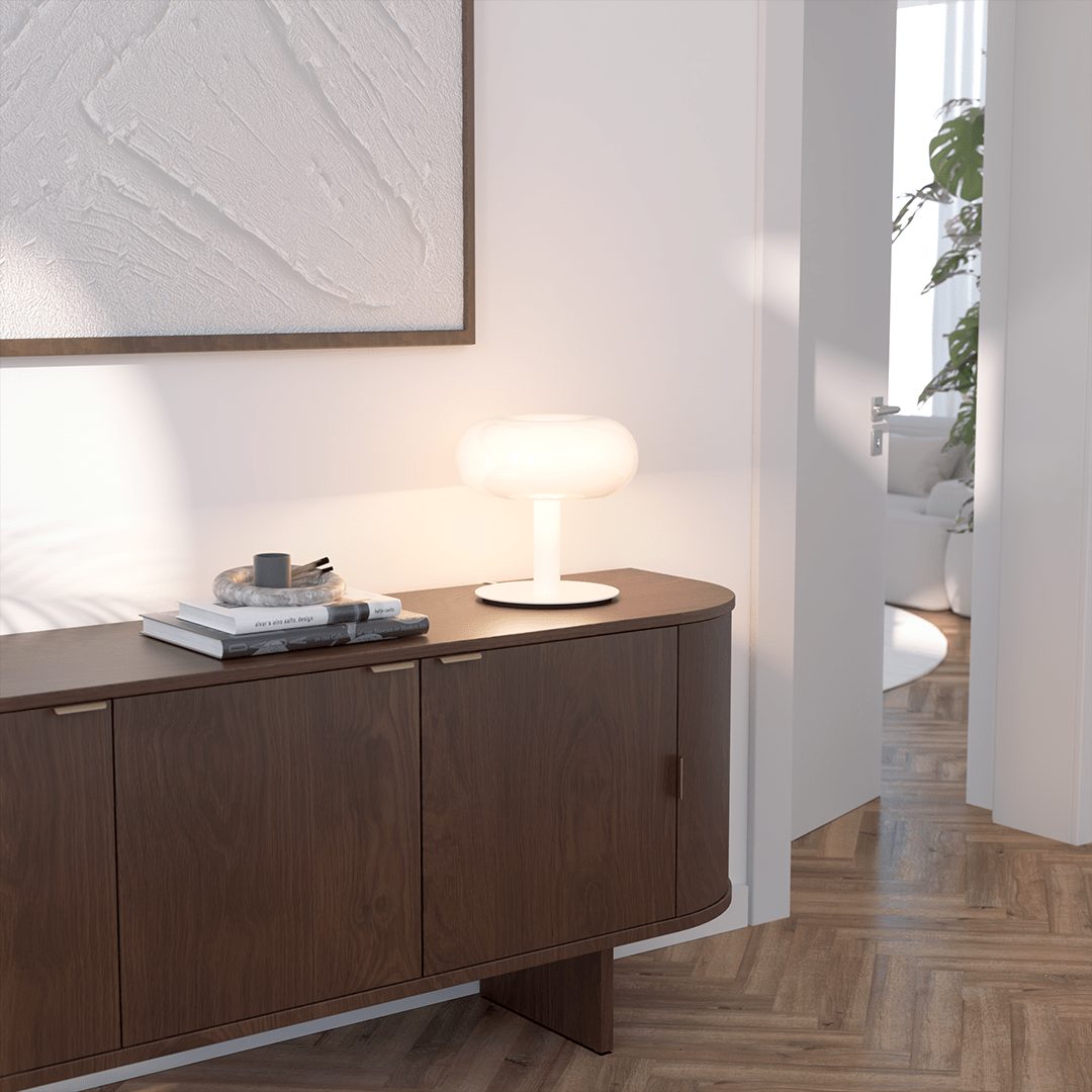 Fungo Mid-Century Mushroom Table Lamp | Dimmable LED Hand-Blown Glass Lamp with Touch Control