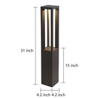 Sentry Modern Outdoor Bollard Light | Black Die-Cast Aluminum Four-Beam LED Garden Path Light