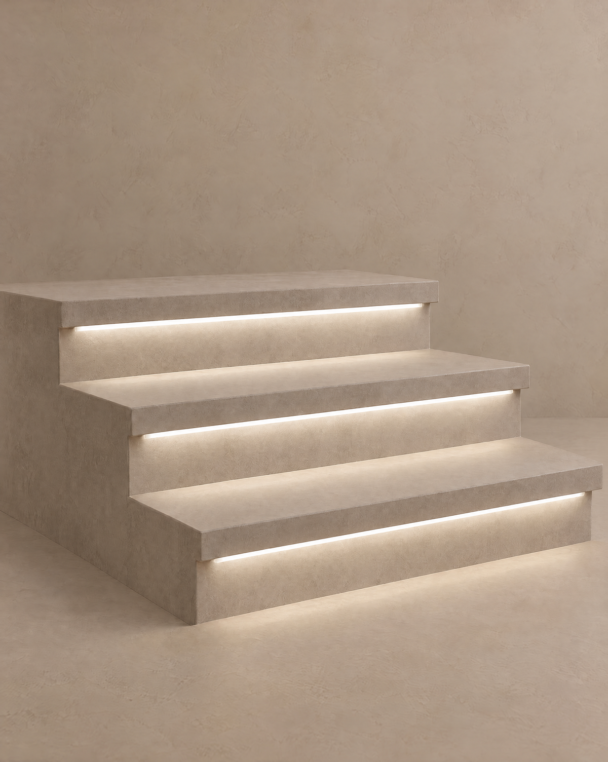 Stairline recessed LED strip light, flat model, neutral white 4500K, on stone steps