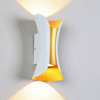 Vega Modern Up Down Outdoor Wall Light | Sculptural Curved Aluminum LED Sconce, Black or Gold Finish