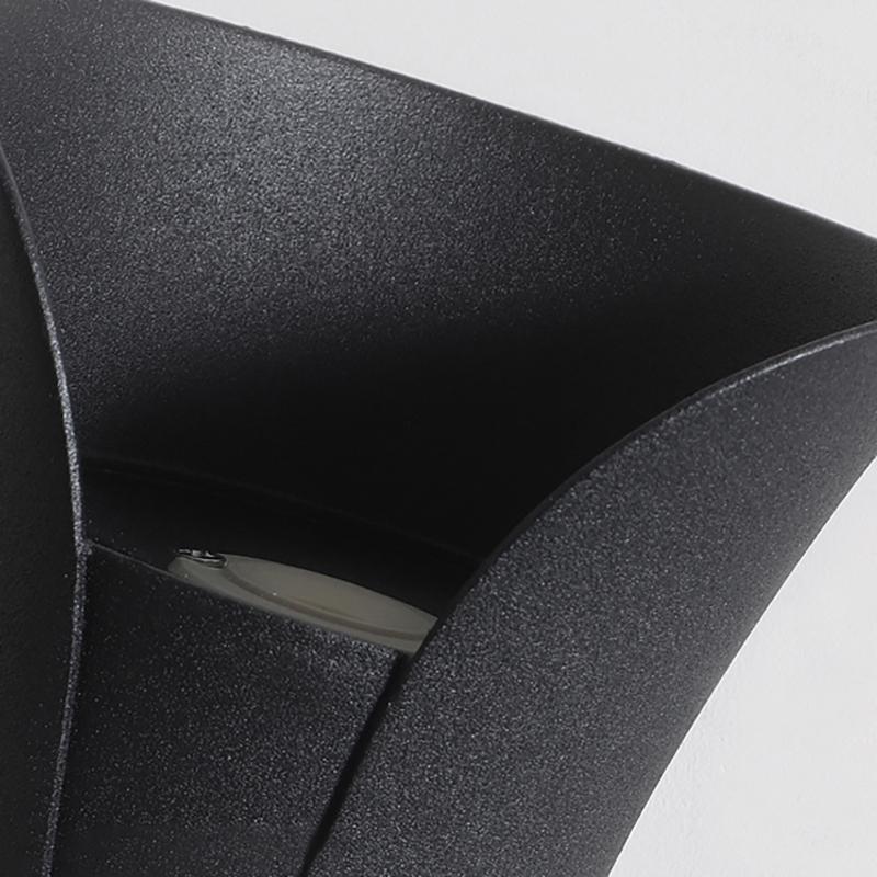 Vega Modern Up Down Outdoor Wall Light | Sculptural Curved Aluminum LED Sconce, Black or Gold Finish