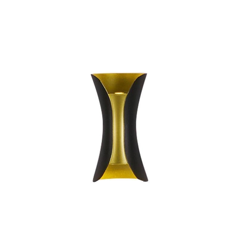 Vega Modern Up Down Outdoor Wall Light | Sculptural Curved Aluminum LED Sconce, Black or Gold Finish