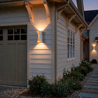 Vega Modern Up Down Outdoor Wall Light | Sculptural Curved Aluminum LED Sconce, Black or Gold Finish