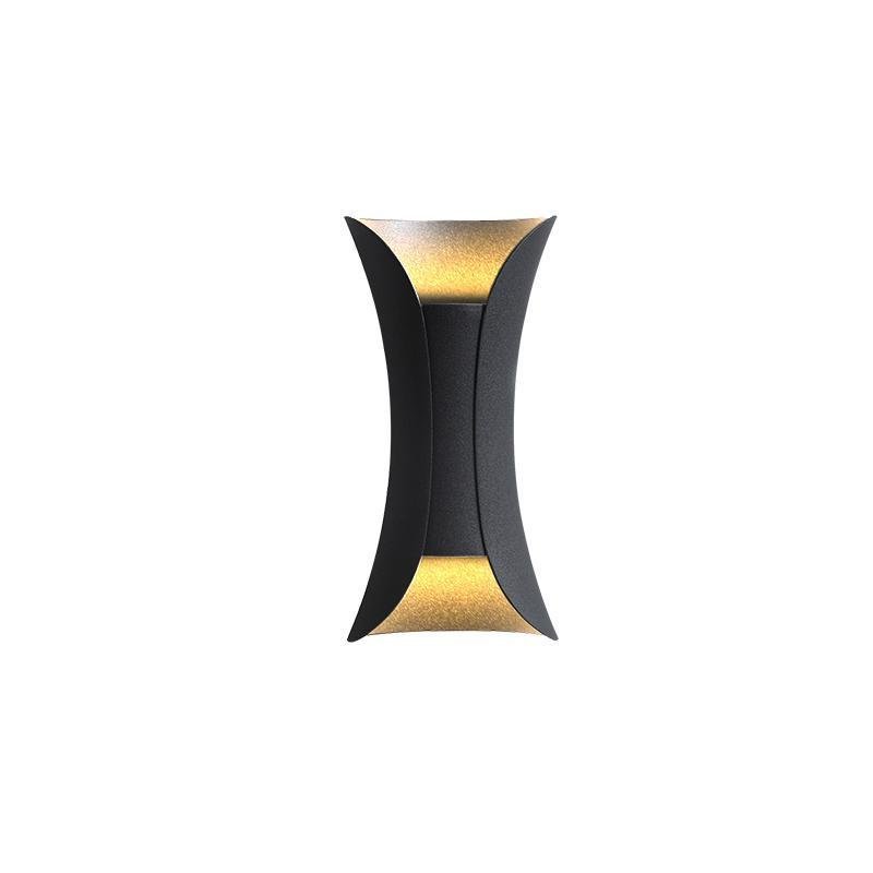 Vega Modern Up Down Outdoor Wall Light | Sculptural Curved Aluminum LED Sconce, Black or Gold Finish
