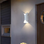 Vega Modern Up Down Outdoor Wall Light | Sculptural Curved Aluminum LED Sconce, Black or Gold Finish