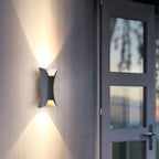 Vega Modern Up Down Outdoor Wall Light | Sculptural Curved Aluminum LED Sconce, Black or Gold Finish