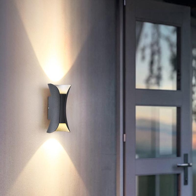 Vega Modern Up Down Outdoor Wall Light | Sculptural Curved Aluminum LED Sconce, Black or Gold Finish