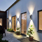 Vega Modern Up Down Outdoor Wall Light | Sculptural Curved Aluminum LED Sconce, Black or Gold Finish