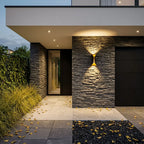 Vega Modern Up Down Outdoor Wall Light | Sculptural Curved Aluminum LED Sconce, Black or Gold Finish