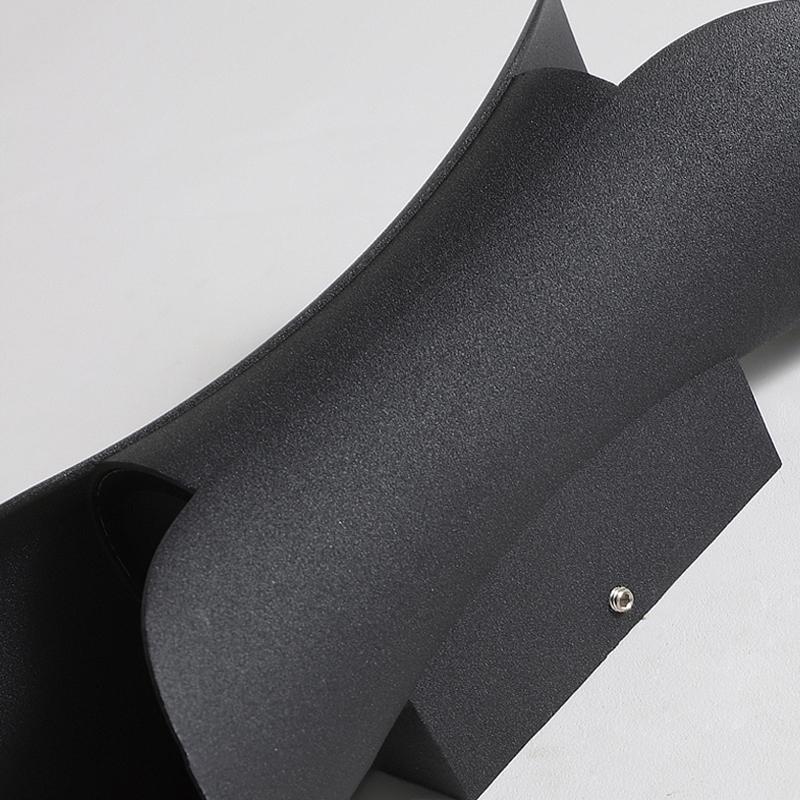 Vega Modern Up Down Outdoor Wall Light | Sculptural Curved Aluminum LED Sconce, Black or Gold Finish