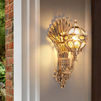 Pavo Retro Peacock Wall Sconce | Die-Cast Aluminum Outdoor Wall Light with Hand-Painted Glass