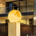 Selene Modern Moon Pillar Light | Round LED Outdoor Gatepost Light, Solar or Hardwired