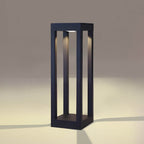 Sentry Modern Outdoor Bollard Light | Black Die-Cast Aluminum Four-Beam LED Garden Path Light