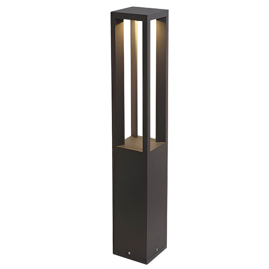 Sentry Modern Outdoor Bollard Light | Black Die-Cast Aluminum Four-Beam LED Garden Path Light