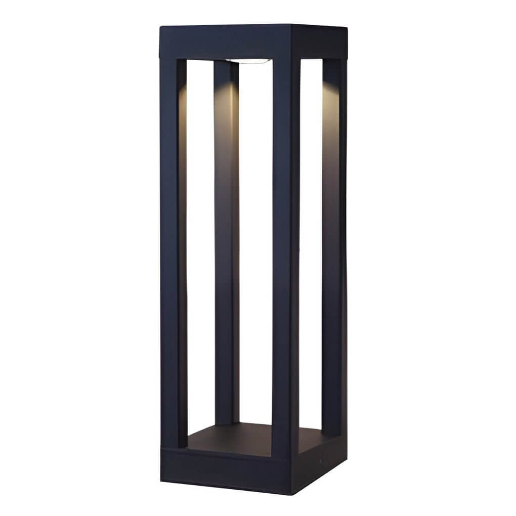 Sentry Modern Outdoor Bollard Light | Black Die-Cast Aluminum Four-Beam LED Garden Path Light