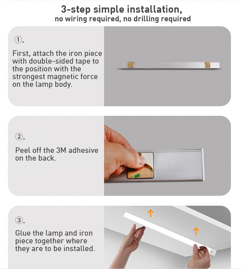 Vela Wireless Under Cabinet Lighting | Rechargeable Motion Sensor LED Light Bar for Kitchen, Closet and Stairs